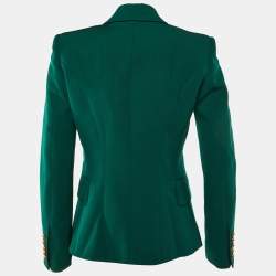 Pre Owned Balmain Green Wool Double Breasted Blazer M
