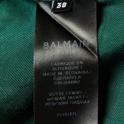 Pre Owned Balmain Green Wool Double Breasted Blazer M