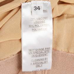 Pre Owned Balmain Dark Beige Stretch Knit Sleeveless Bodycon Mini Dress S