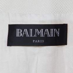 Pre Owned Balmain Ivory Cotton Double Breasted Jacket S