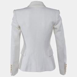 Pre Owned Balmain Ivory Cotton Double Breasted Jacket S