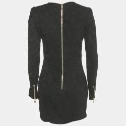Pre Owned Balmain Black Jacquard Mini Dress M