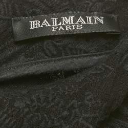 Pre Owned Balmain Black Jacquard Mini Dress M
