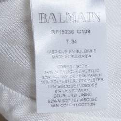 Pre Owned Balmain Cream Tweed Raw Edge Detail Shorts S