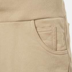 Pre Owned Balmain Beige Logo Print Cotton Knit Shorts M