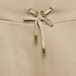 Pre Owned Balmain Beige Logo Print Cotton Knit Shorts M