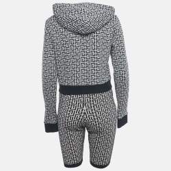 Pre Owned Balmain Monochrome Monogram Jersey Jacket and Shorts Set S/M