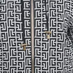 Pre Owned Balmain Monochrome Monogram Jersey Jacket and Shorts Set S/M