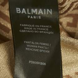 Pre Owned   Balmain Brown Monogram Jacquard Lurex Leggings S