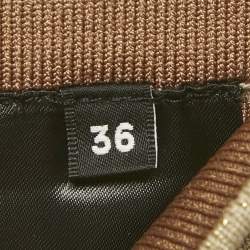 Pre Owned   Balmain Brown Monogram Jacquard Lurex Leggings S