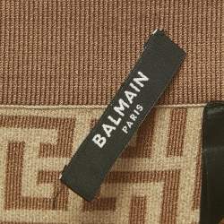 Pre Owned   Balmain Brown Monogram Jacquard Lurex Leggings S