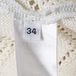 Pre Owned Balmain Ivory Lurex Knit Sleeveless Mini Dress S