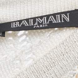 Pre Owned Balmain Ivory Lurex Knit Sleeveless Mini Dress S