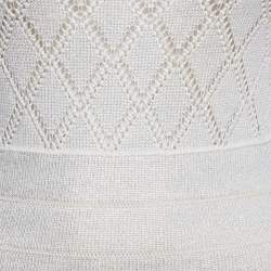 Pre Owned Balmain Ivory Lurex Knit Sleeveless Mini Dress S
