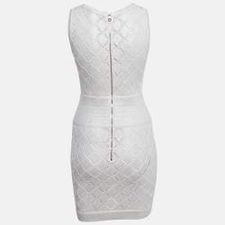 Pre Owned Balmain Ivory Lurex Knit Sleeveless Mini Dress S