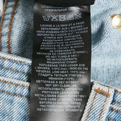 Pre Owned Balmain Blue Logo Detail Belt Denim Short M