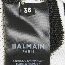 Pre Owned Balmain Black/ White Striped Rib Knit Mini Bodycon Dress S