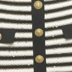 Pre Owned Balmain Black/ White Striped Rib Knit Mini Bodycon Dress S