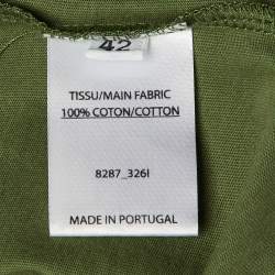 Pre Owned Balmain Olive Green Logo Print Cotton Sleeveless T-Shirt L
