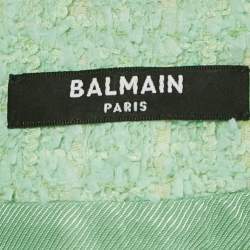 Pre Owned Balmain Green Tweed Crop Top & Mini Shorts Set S