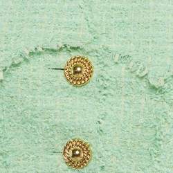 Pre Owned Balmain Green Tweed Crop Top & Mini Shorts Set S