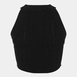 Pre Owned Balmain Black Rib Knit Tank Top S