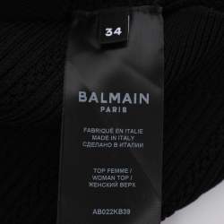 Pre Owned Balmain Black Rib Knit Tank Top S