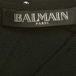 Pre Owned Balmain Black Knit Lace-Up Long Sleeve Mini Dress S