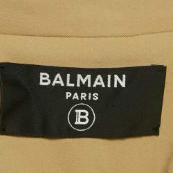 Pre Owned Balmain Beige Gabardine Belted Trench Coat S