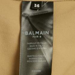 Pre Owned Balmain Beige Gabardine Belted Trench Coat S