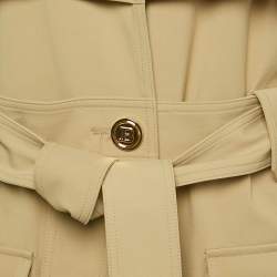 Pre Owned Balmain Beige Gabardine Belted Trench Coat S