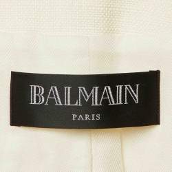 Pre Owned Balmain ivory Panama Double Breasted Tailored Jacket M
