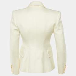 Pre Owned Balmain ivory Panama Double Breasted Tailored Jacket M