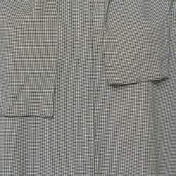 Pre Owned Balmain Monochrome Houndstooth Pattern Crepe Tie Neck Shirt L