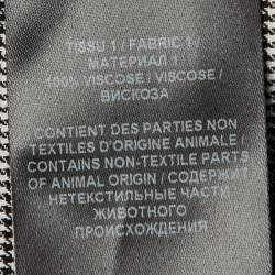 Pre Owned Balmain Monochrome Houndstooth Pattern Crepe Tie Neck Shirt L