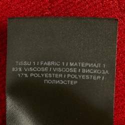 Pre Owned Balmain Red Stretch Knit Button Detail Sweater M