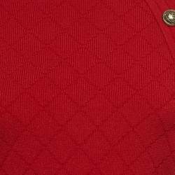 Pre Owned Balmain Red Stretch Knit Button Detail Sweater M