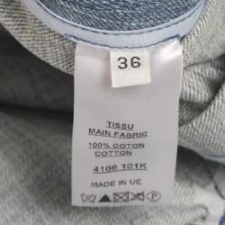 Pre Owned Balmain Blue Pleated Denim Mini Skirt S