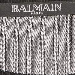 Pre Owned Balmain Black Rib Knit Long Sleeve Top S