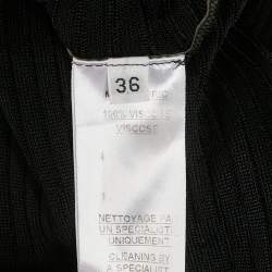 Pre Owned Balmain Black Rib Knit Long Sleeve Top S