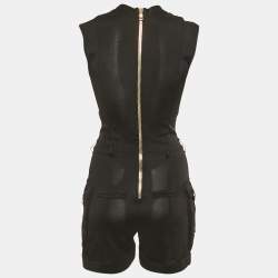 Pre Owned Balmain Black Knit Lace-Up Jumpsuit S