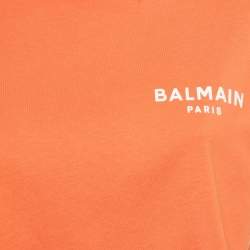 مملوكة مسبقًا Balmain Orange Logo Printed Cotton Knit Crop Top XS