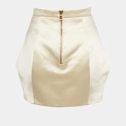Pre Owned Balmain Cream Satin Mini Skirt M