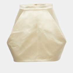 Pre Owned Balmain Cream Satin Mini Skirt M