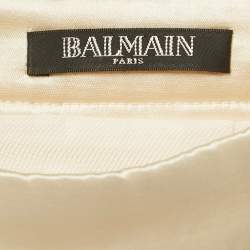 Pre Owned Balmain Cream Satin Mini Skirt M