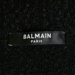 Pre Owned Balmain Black /Blue Striped Lurex Tweed Jacket S