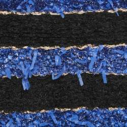 Pre Owned Balmain Black/Blue Textured Tweed Crop Top M