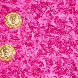 Pre Owned Balmain Paris Pink Textured Tweed Open Front Jacket M