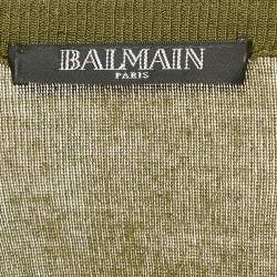 Pre Owned Balmain Olive Green Cotton Knit Top M