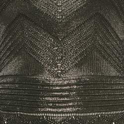 Pre Owned Balmain Black Lurex Patterned Knit Mock Neck Mini Dress S